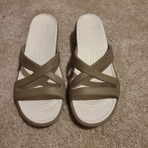 Women's Tan Crocs Sandals sz 11 Like New